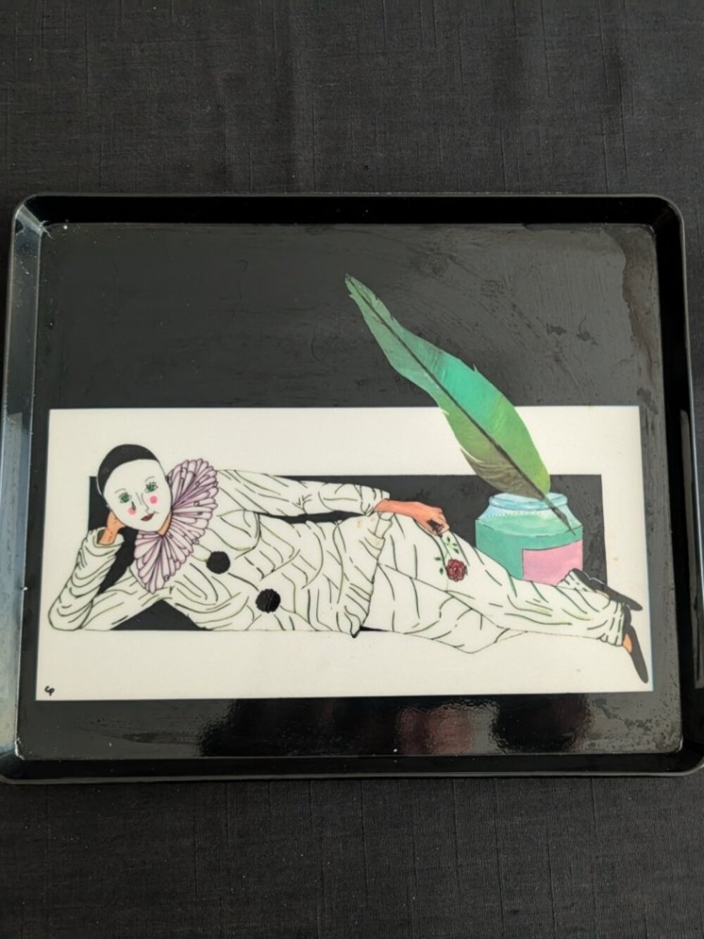 Rare Vintage Cocktail Tray Pierrot Clown by Mebel